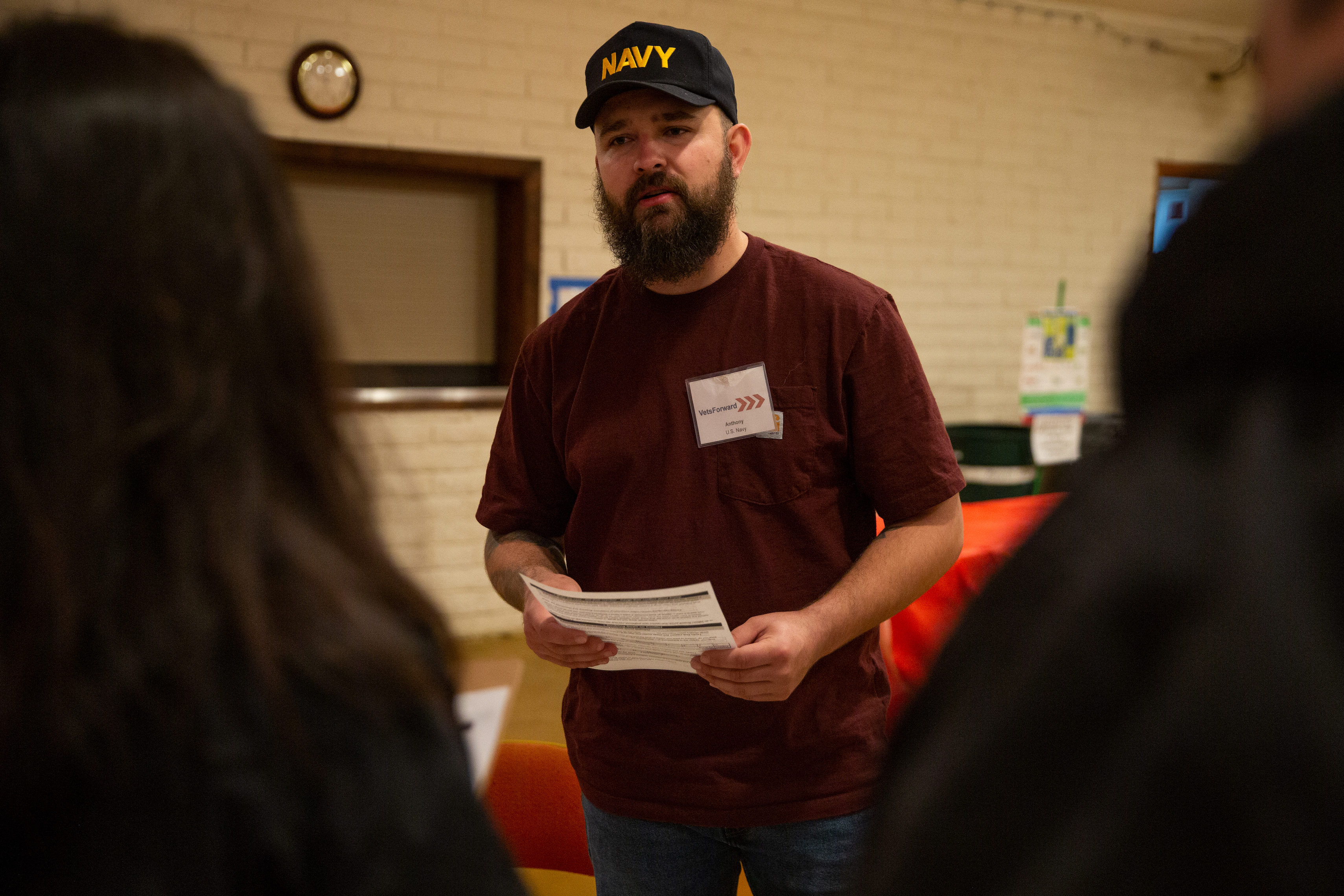 A VetsForward member prepares to train other volunteers