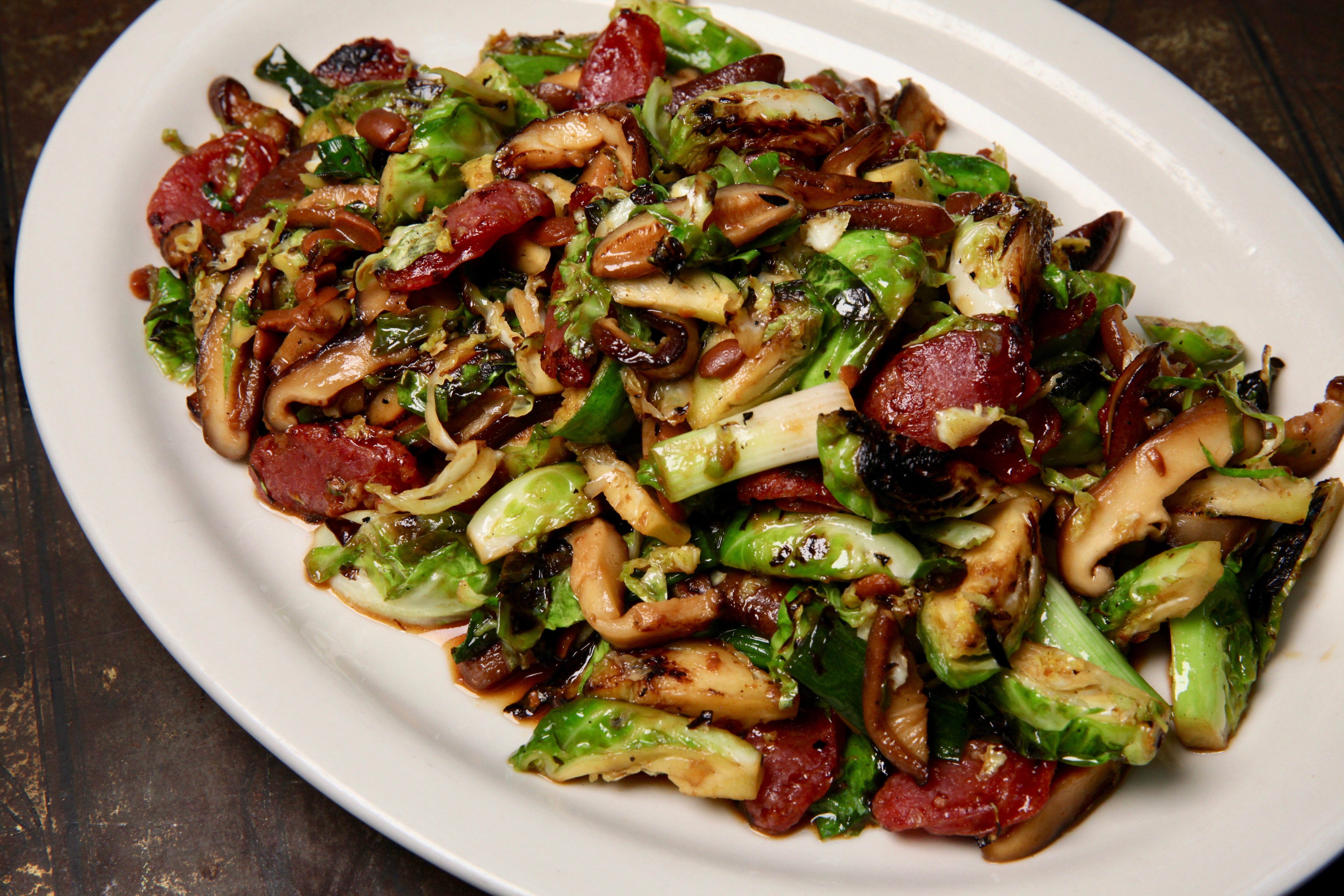 StirFried Brussels Sprouts and Shiitake Mushrooms Recipe