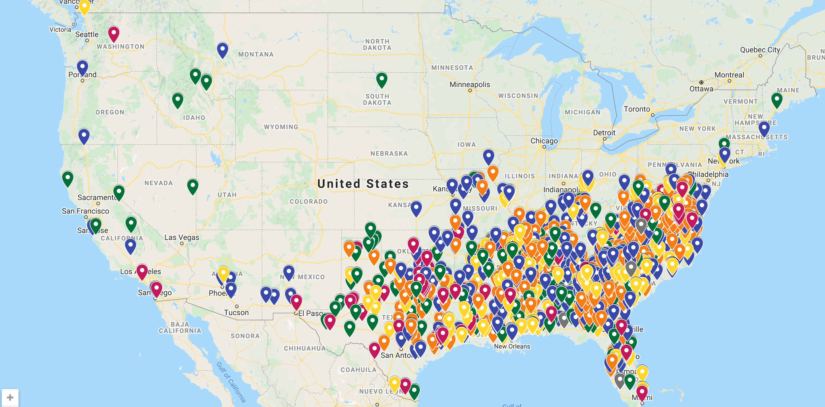 Racist Monuments around the US, source in comments. : r/MapPorn